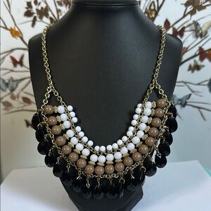 Elegant Black and White Beaded Necklace